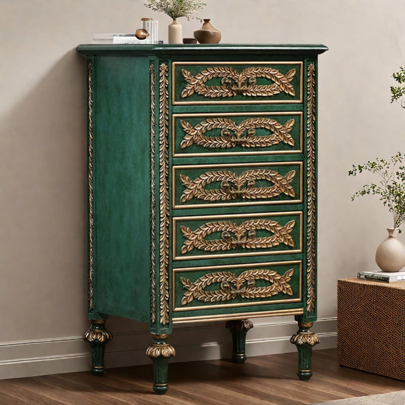 Commode d'appoint en bois vert clair de luxe rétro