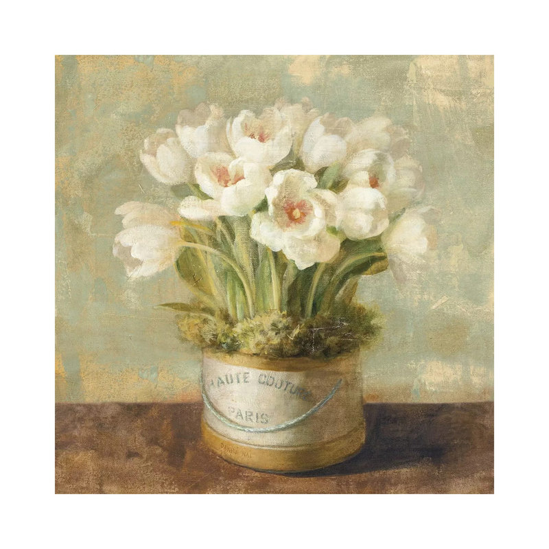 " Hatbox Tulips " by Danhui Nai, Wrapped Canvas, 12" H x 12" W x 0.75" D