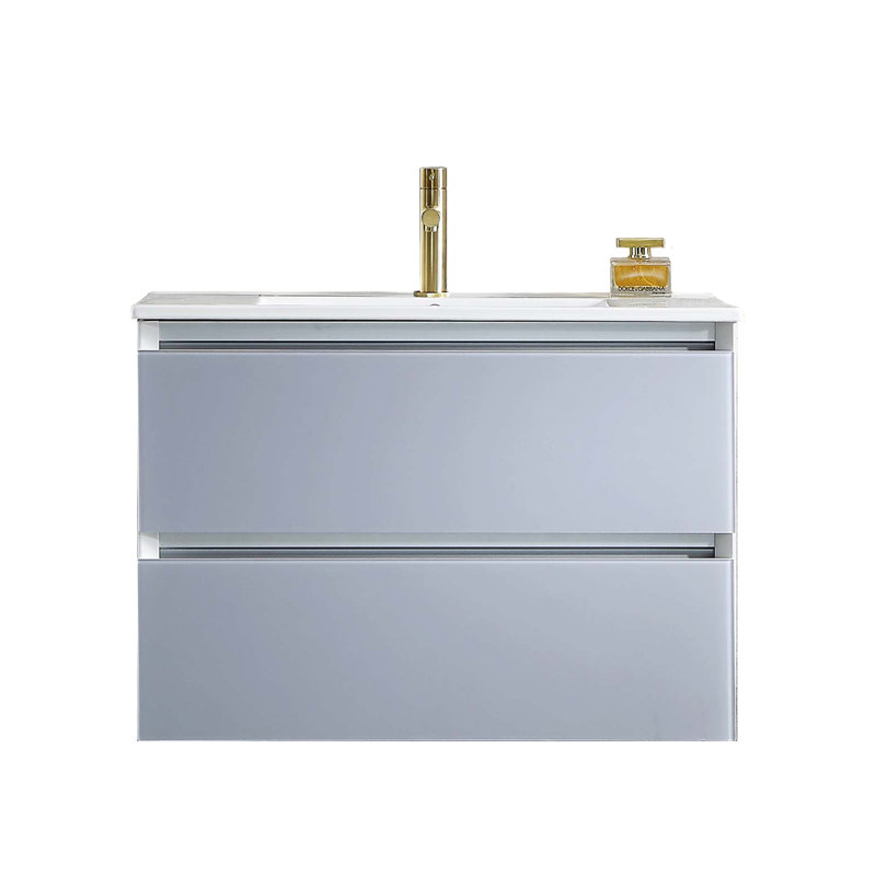 Meuble-lavabo mural simple 30 po avec lavabo, Gris clair