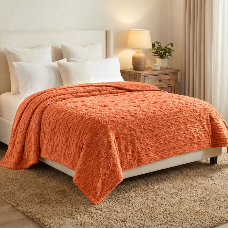Literie moelleuse Boho, Très grand lit, Poussière d'orange