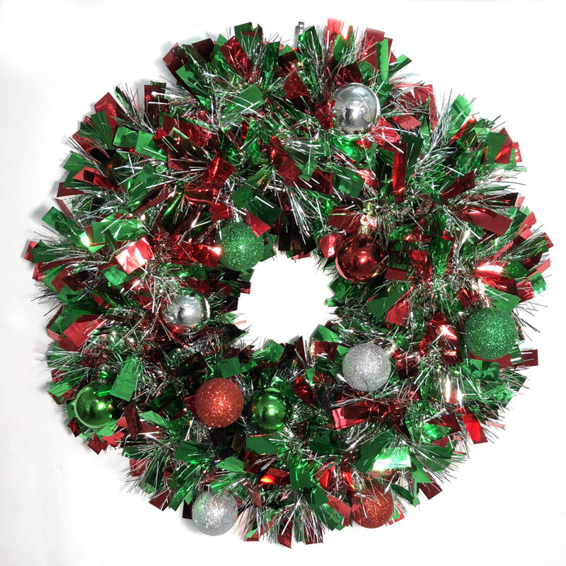 Couronne en faux plastique 20 po, Rouge / vert / argenté