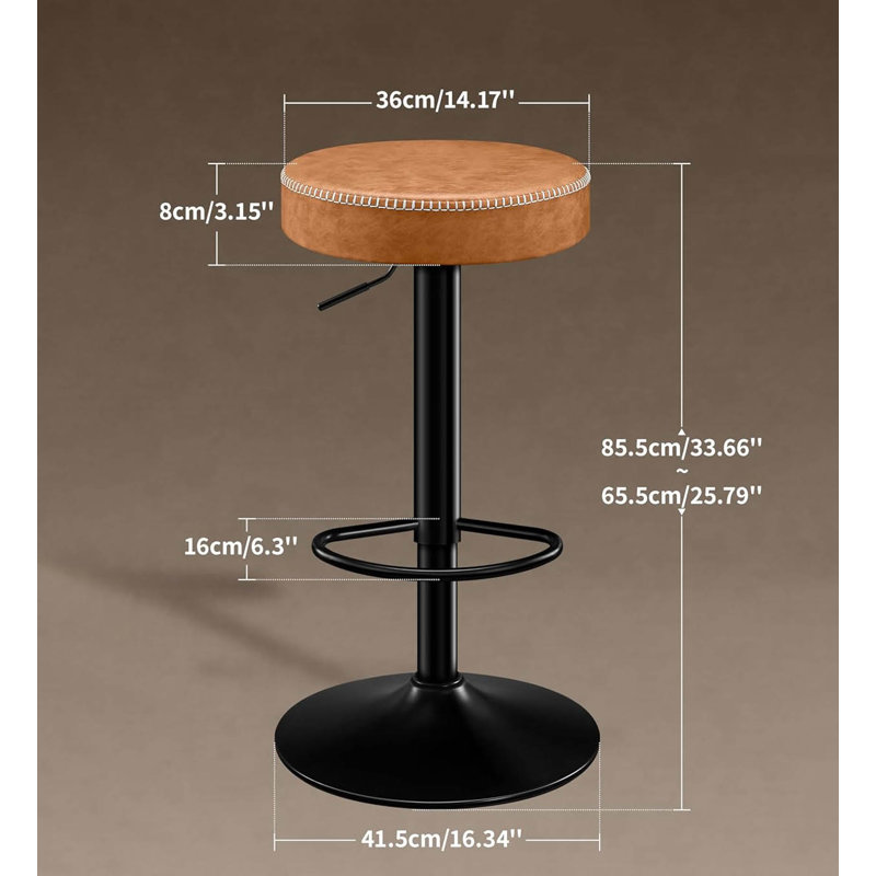 Adjustable Height Counter Stool with Metal Frame, Brown