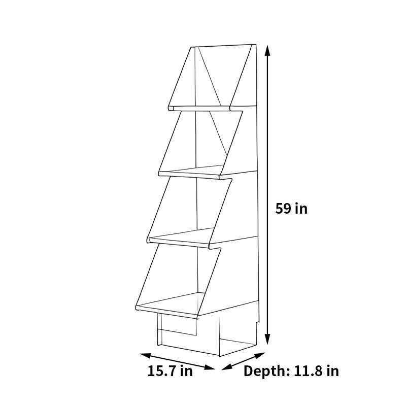 Une bibliothèque au design unique et tendance,  (4 tablettes) H 59 po x l 15,7 po x P 11,8 po, Vert