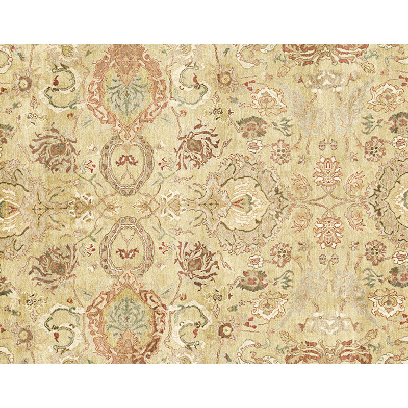 Hand Knotted Wool Area Rug in Gold
