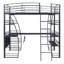 Lit mezzanine en métal noir avec tablettes à 4 couches et bureau en L, ports, démaquillant élégant sans fil, recharge,