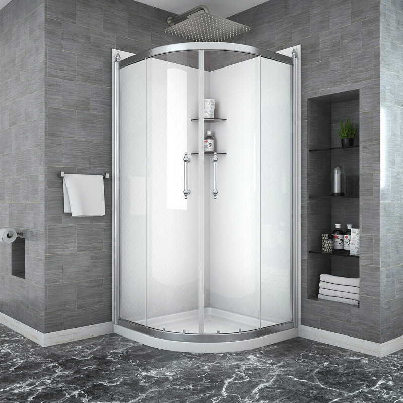Porte de douche 36 po x 75 po Cabine de douche encadrée en chrome, 1/4 po (6 mm)