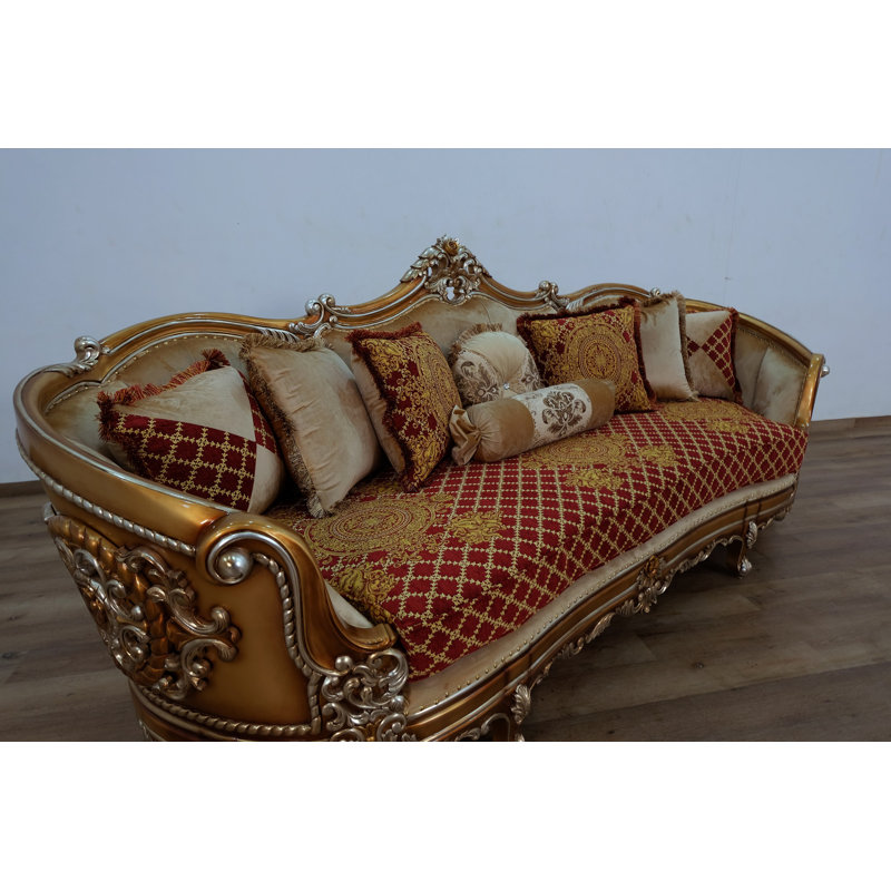 Saint Germain Velvet Sofa, Red/Gold Velvet