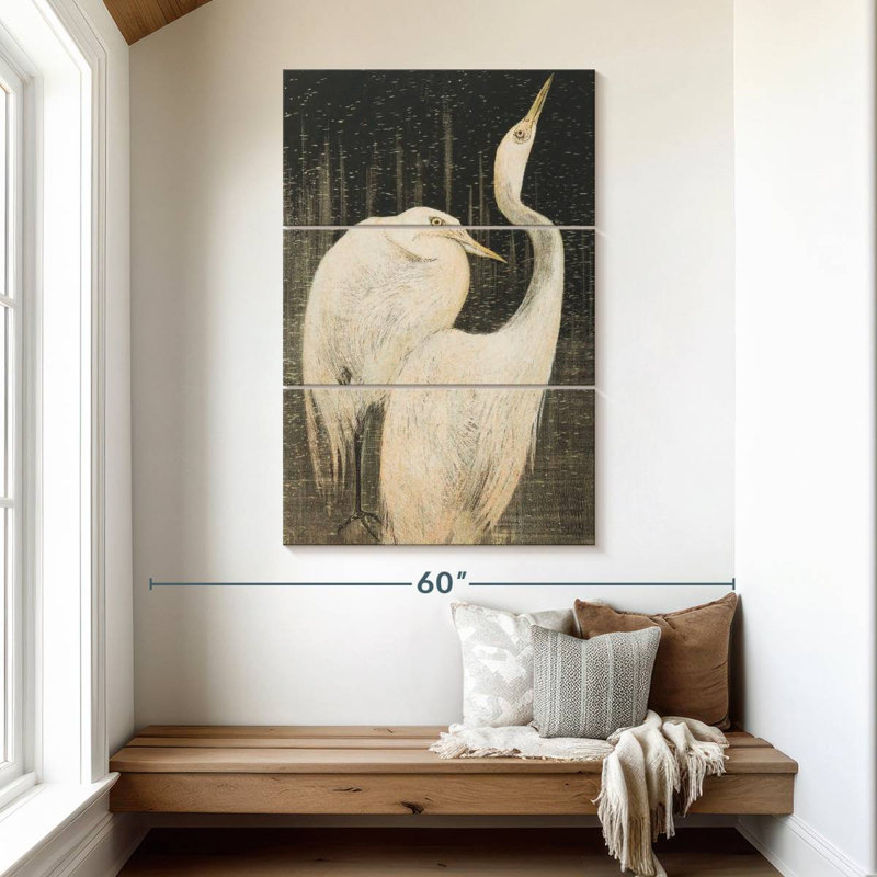 Brampt Twee Zilverreigers, 50" H x 32" W