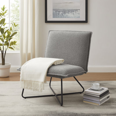 Vicolo Sherpa Upholstered Accent Chair with Metal Legs