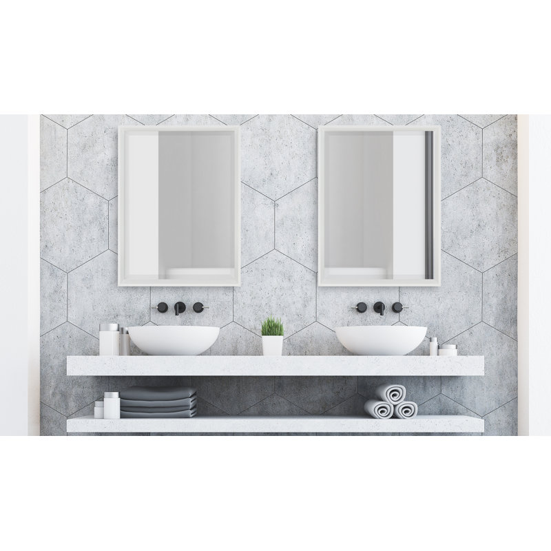 Miroir d'appoint Ovey, 29,5 po x 23,5 po, Blanc
