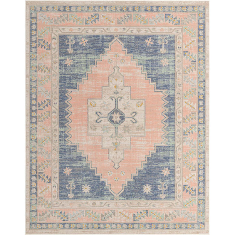 Tapis oriental bleu Shauntrelle, Rectangle de 10 pi x 14 pi