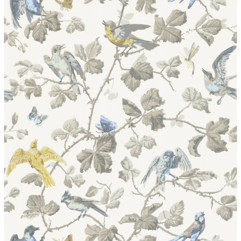 Floral Wallpaper Roll, Yellow/Gray