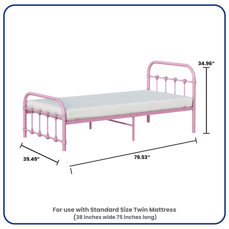 Melissa Metal Twin Bed, Pink