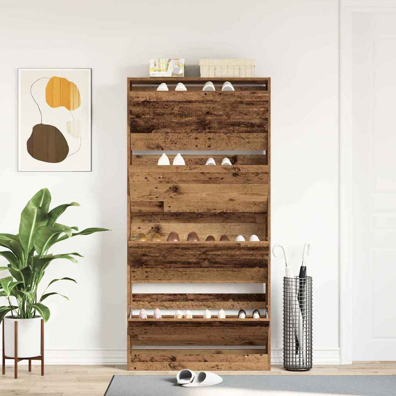 Shoe Cabinet 80 X 21 X 163.5 Cm Engineered Wood, Old Wood