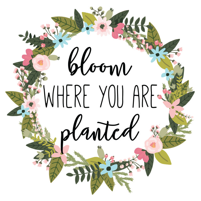 Bloom Where Planted Easter Wreath - Wrapped Canvas Print, 30cm H x 30cm W x 3.8cm D