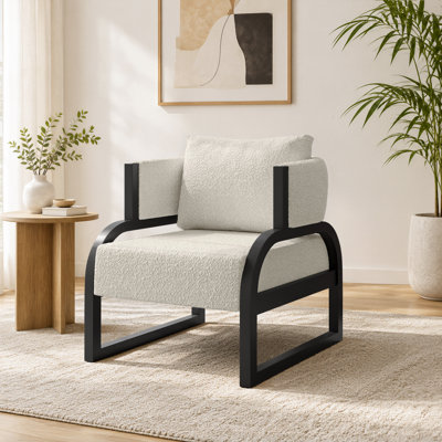 27.5" W Polyester Upholstered Solid Wood Armchair