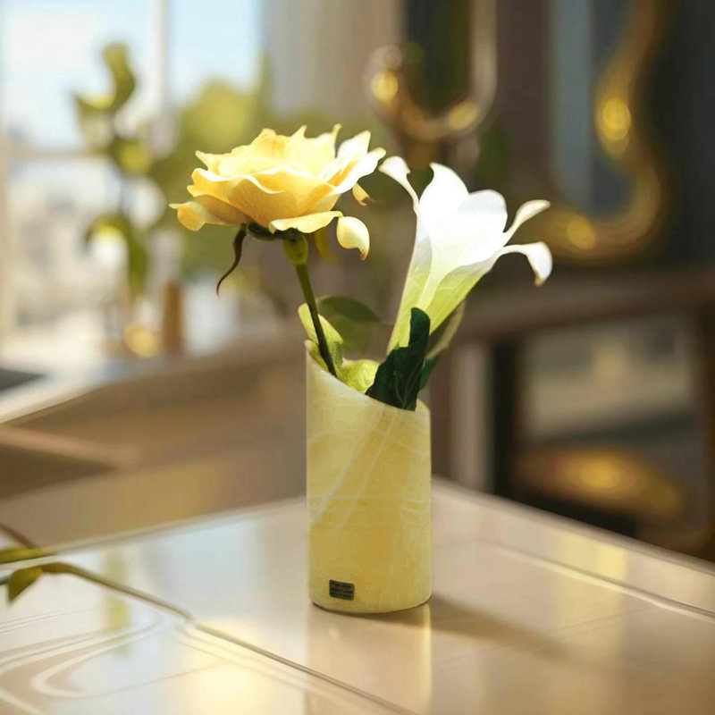 Yellow Onyx Candle Vase