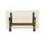 Ensemble de salle à manger 3 pièces comprenant une table de petit-déjeuner et 2 petits bancs en bois - plateau en lin blanc et finition jacobine patinée-1823019445-1823719855