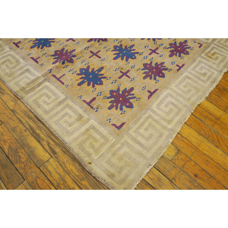 Tapis brun antique en coton Dhurrie