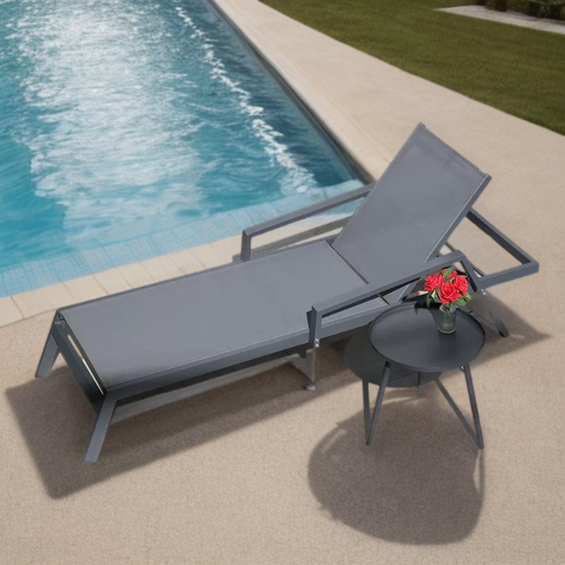 Chaise longue d'extérieur réglable avec structure en aluminium et méridienne