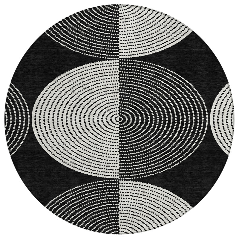 Machine Washable Indoor/Outdoor Jenning ACN2275 Geometric Rug, Round 8'