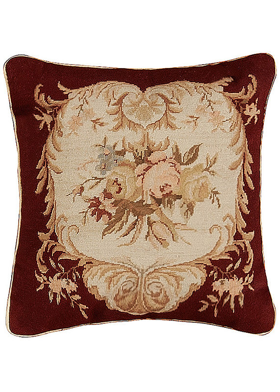 Needlepoint Square Pillow Cover & Insert, 18" H x 18" W