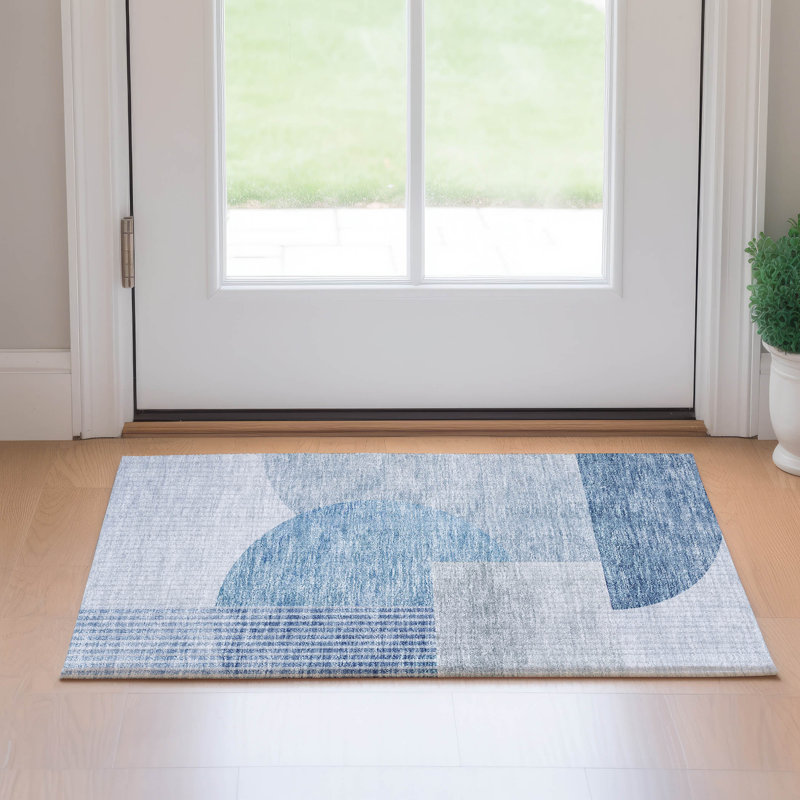 Premium Machine Washable Prisco Blue Rug, Rectangle 1'8" x 2'6"