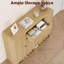 Range-chaussures autoportant en bois - 4 portes et 1 tiroir - Rangement de vestibule moderne avec tablette inférieure ouverte, coins arrondis semi-circulaires, rangement de couloir de grande capacité - couleur bois naturel