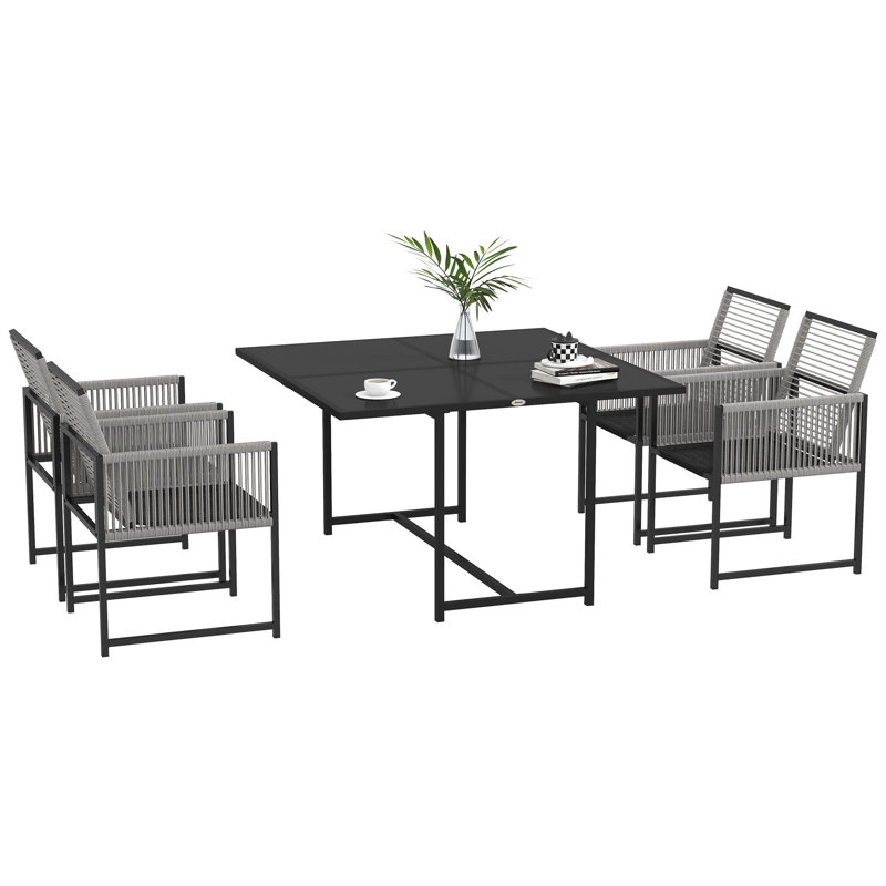 Square 5 - Piece 4 - People 120Cm L Outdoor Table Set