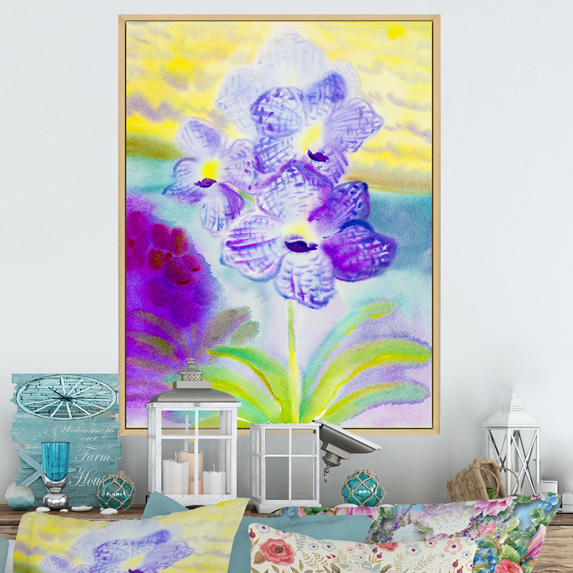 Winston Porter Abstract Purple Flowers In Summer - Traditional Canvas ...