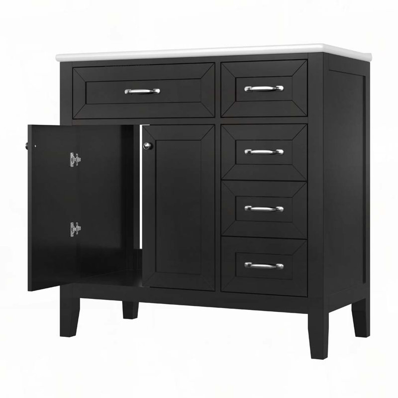 Meuble-lavabo 36 po avec lavabo, Noir