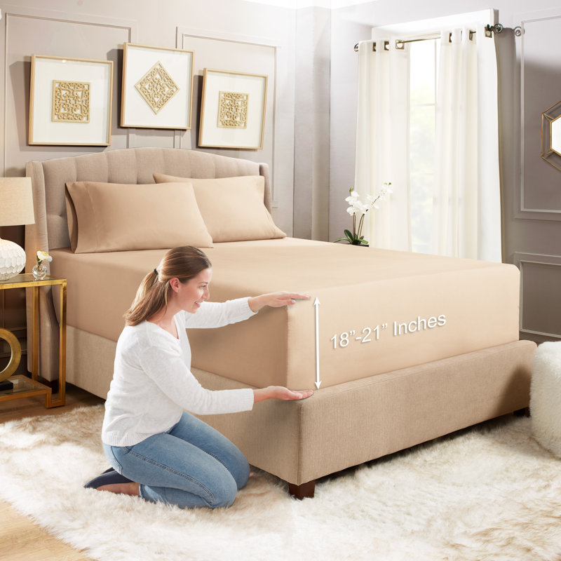 Microfiber Sheet Set, Taupe Sand, King Sheet Set with 2 Pillowcases