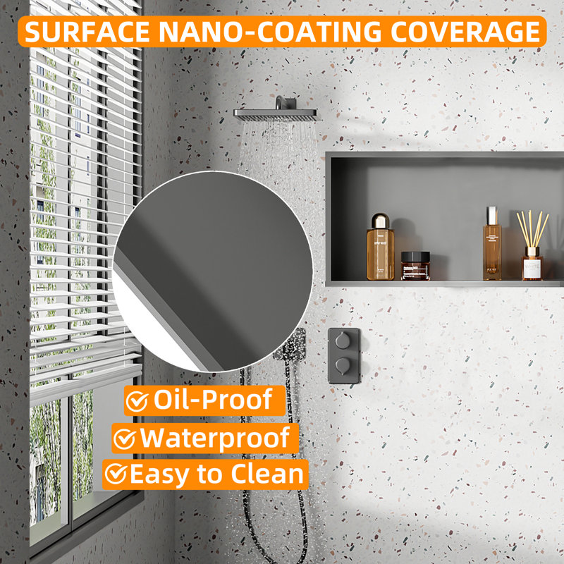 Pawela Shower Niche, Stainless Steel for Bathroom Organiser, 30 x 61cm Shower Shelf, Gray