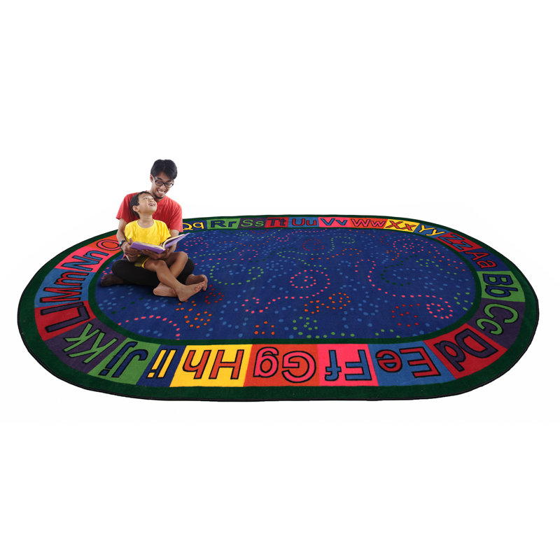 Oval 6' x 8'6" Multicolor Nylon Kids Educational Area Rug