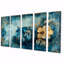 «Blue Art Nouveau Hippo Accents With Yellow II - Hippopotamus», ensemble d'art sur toile-1386836725