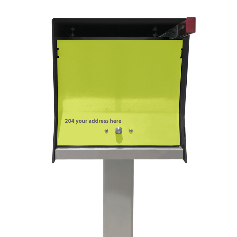 RetroBox Post Mounted Mailbox, Yes, Black/Lemon Lime