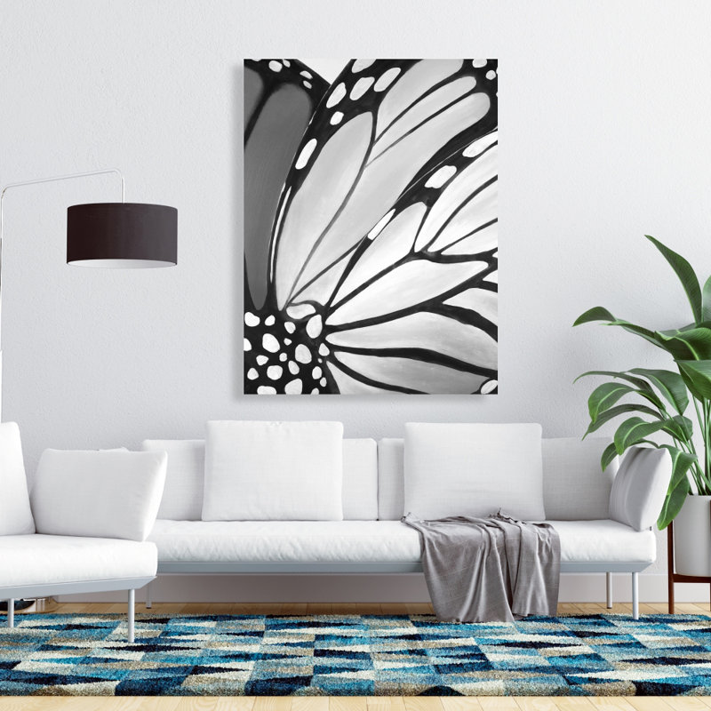 Monarch Wings Closeup - Insect Monochrome Canvas Decor