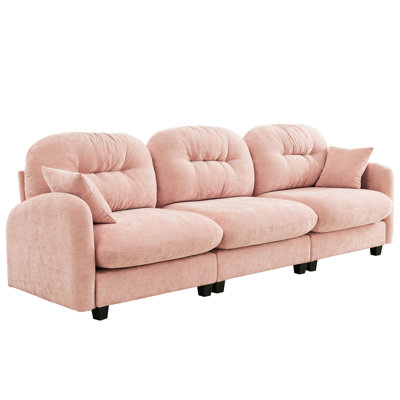 Pink Chenille Three - Modular With Ergonomic Curve, Soft And Flexible Splicing For Living Areas Cushion Home Spaces