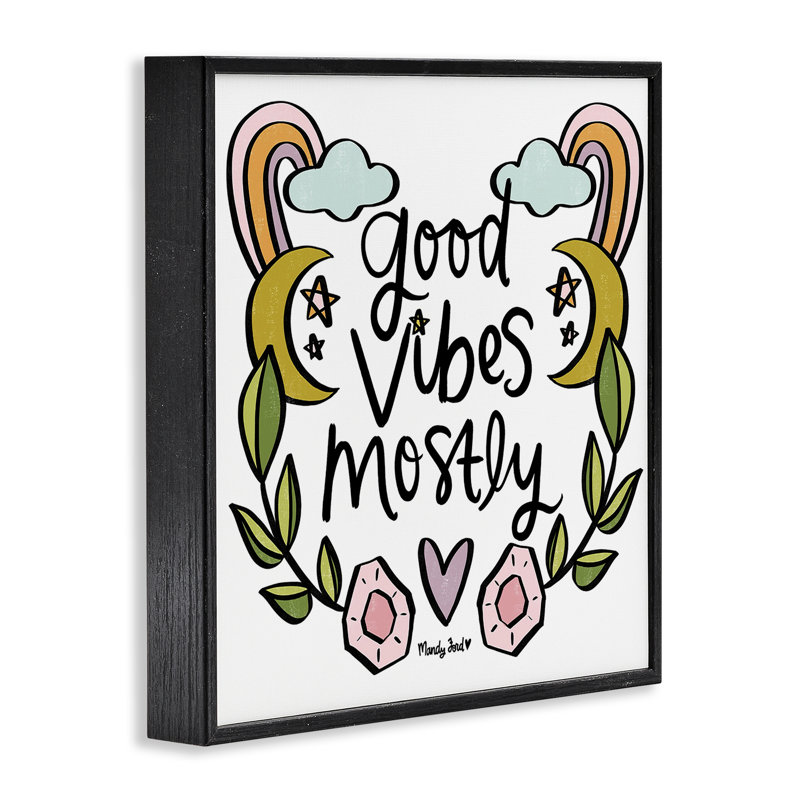 Giclée Good Good Vibes, encadrée par Mandy Ford Art + Illustration, Giclée encadrée noir minuit, H 12 po x l 12 po