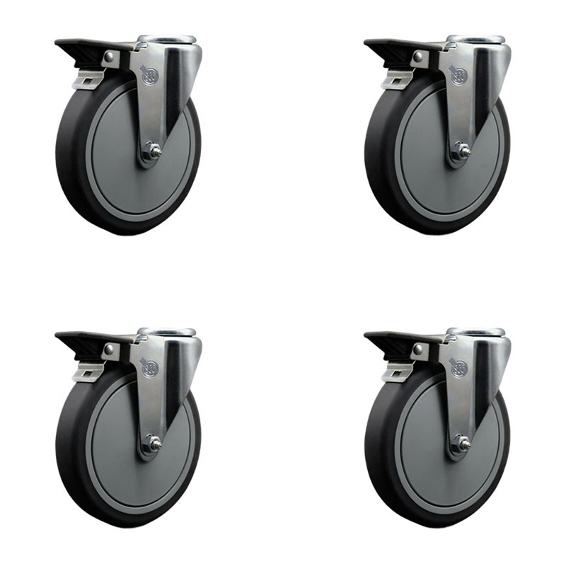Ensemble de roulettes pivotantes 6 po avec roues en caoutchouc thermo-caoutchouc avec freins Posi Lock