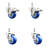 3.5 Inch 316SS Blue Polyurethane 10mm Threaded Stem Caster Set 2 Lock Brake