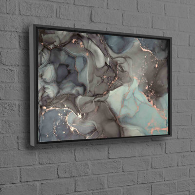 Gray And Blue Marble Modern Wall Art Shimmering Luxury Canvas Poster For Premium Wall Decor