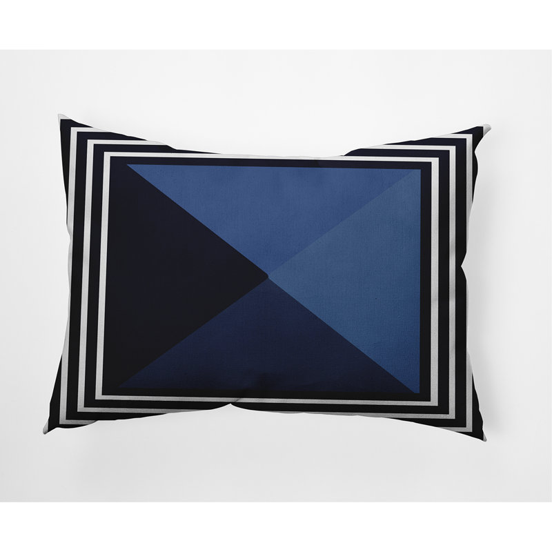 Geometric Outdoor Reversible Throw Pillow, Navy