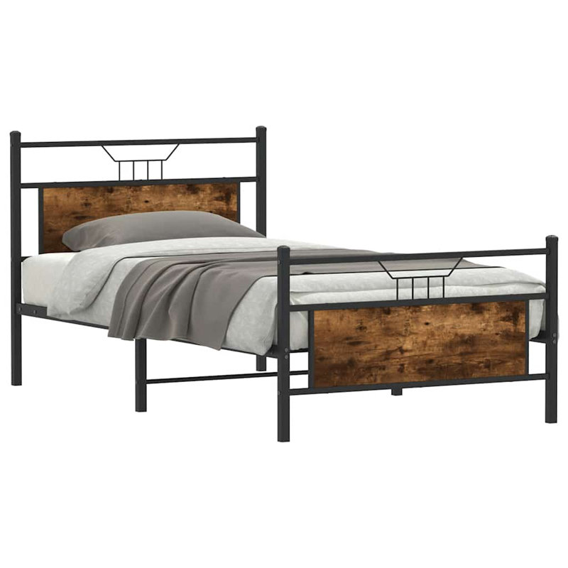 Bed Frame Without Mattress Engineered Wood, 100 x 200cm, Smoked Oak