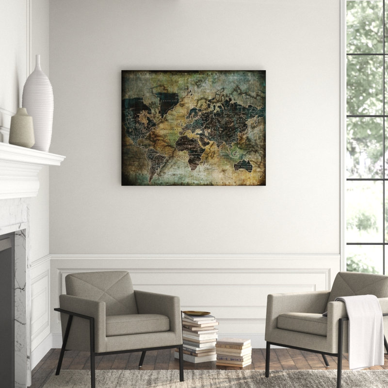 Ancient Geography Print by Sofia Fox, 40" H x 50" W, Glass Coat