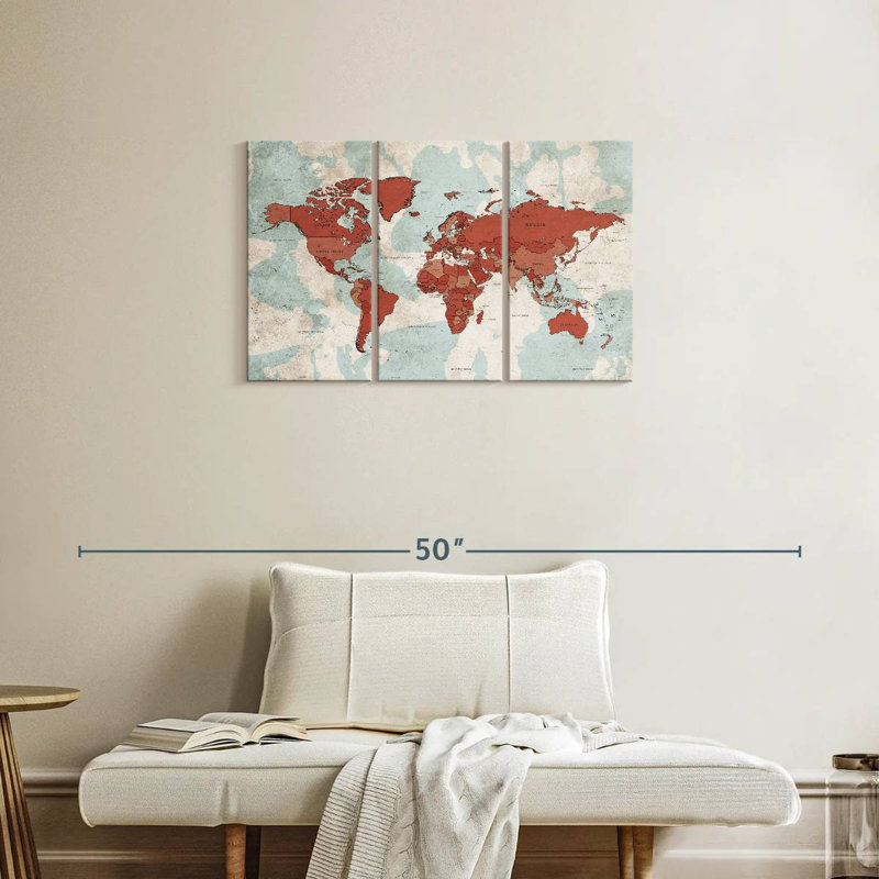 Keiri Aged World Map XII, 20" H x 33" W