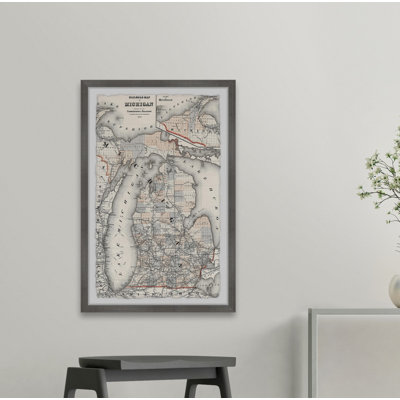 Railroad Map of Michigan - cadre photo