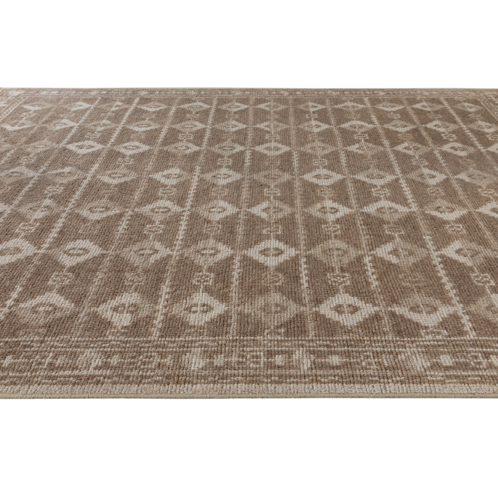 Villa Hand Knotted Wool Indoor Rug, Brown, 2'6x8'