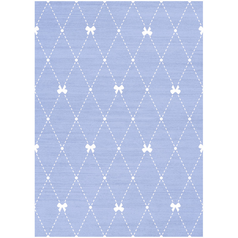Arranjeet Machine Washable Blue Indoor Rug, Rectangle 6'6" x 9'2"