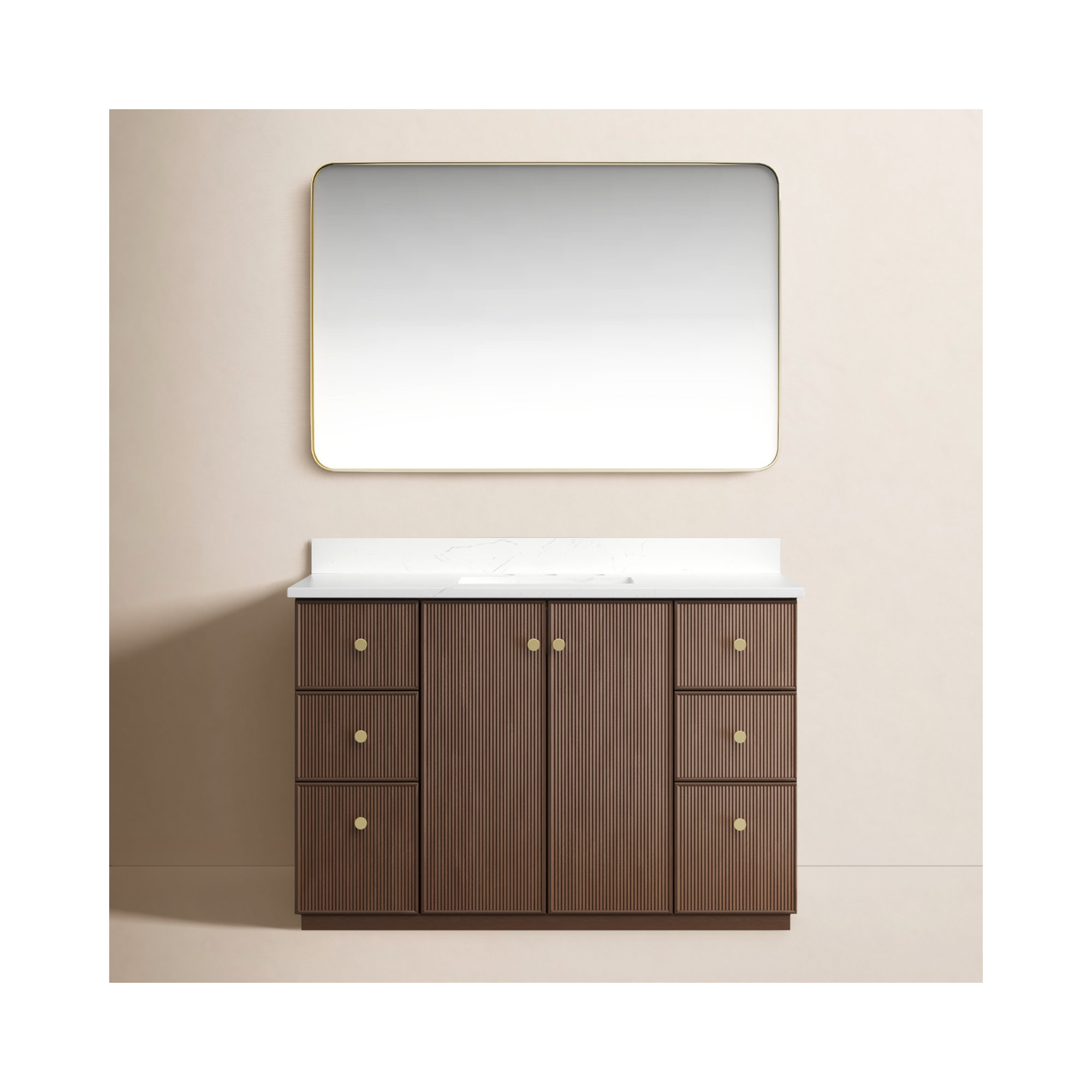 Amella 48'' Single Bathroom Vanity, Dark Brown Oak